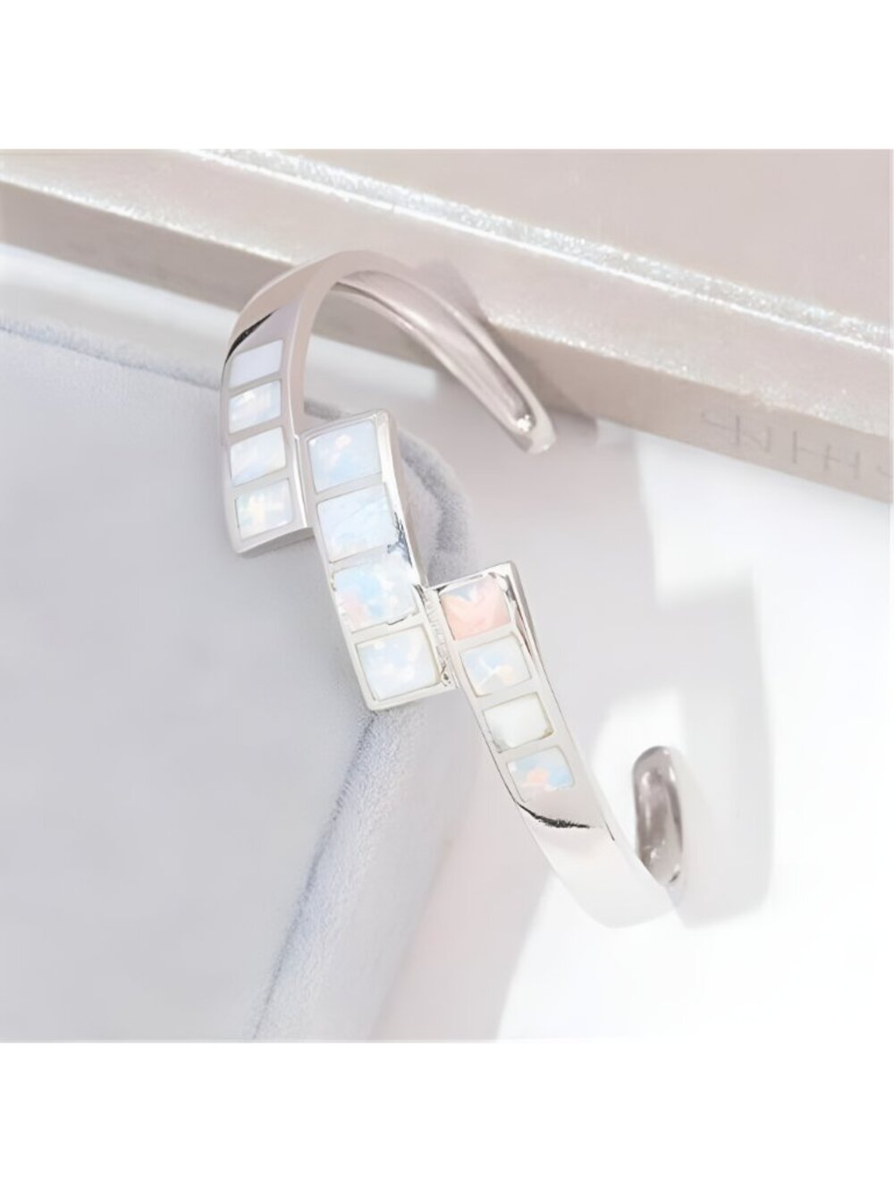 Womens Cuff Bracelet,Opal Bangle Bracelets Gold Plated Hypoallergenic - Picture 5 of 6